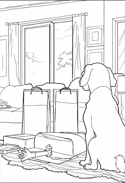 A Dog Is Standing On A Pink Blanket In Front Of... Coloring Page