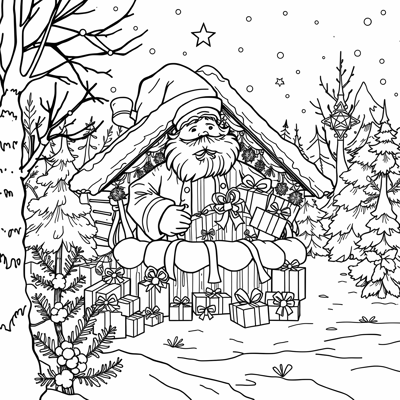 Generate Me An Image Of Santa Clauss Bag Full Of... Coloring Page