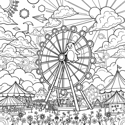 Generate Me An Image Of A Penguin And A Bear That... Coloring Page