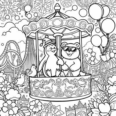 Generate Me An Image Of A Penguin And A Bear... Coloring Page