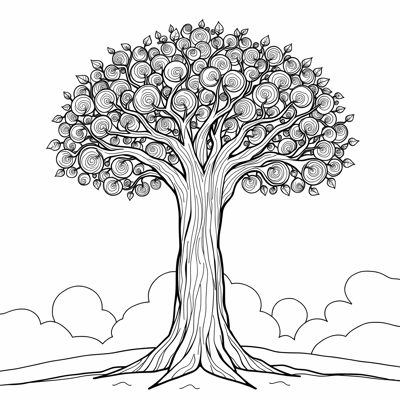 Generate Me An Image Of A Tree Coloring Page
