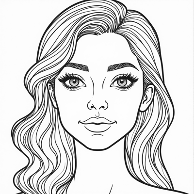 Face Chart Thin Lines Black And White Coloring Page