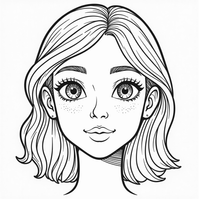 Simple Face Chart Thin Lines Coloring Page