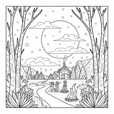Big Moon Coloring Page