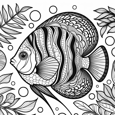 A Discus Fish Coloring Page