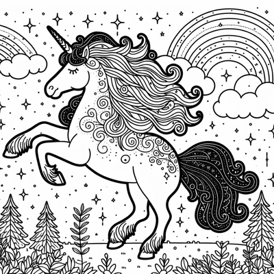 A Dancing Unicorn Coloring Page