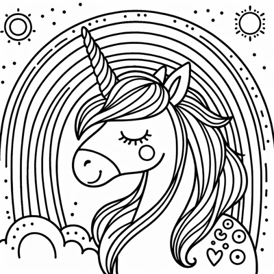 A Unicorn With A Rainbow Coloring Page