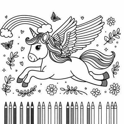 A Flying Unicorn Coloring Page