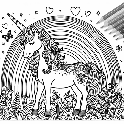 A Unicorn With A Rainbow Coloring Page