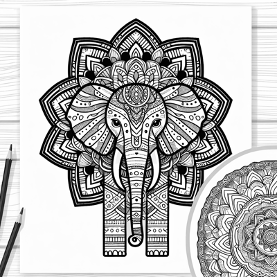 Elephant Mandala Coloring Page