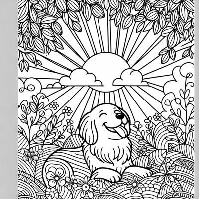 A Beautiful Dog In Nature Coloring Page