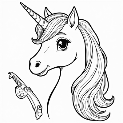 Unicorn Job  
hairstylist Coloring Page