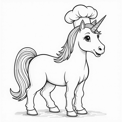 Unicorn Job Chef Coloring Page