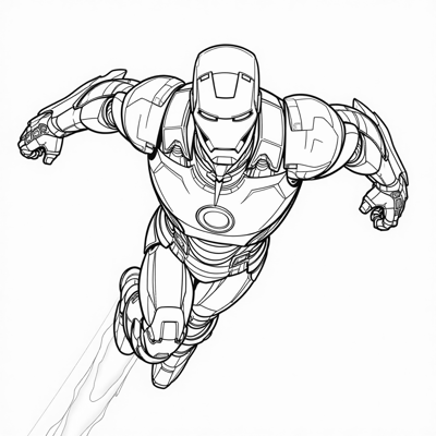 Iron Man Is Flying. Coloring Page
