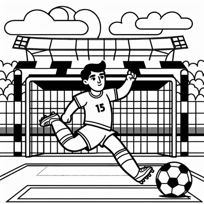 Soccer Player Scoring A Goal In Large Stadium Coloring Page