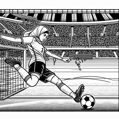 Soccer Player Scoring A Goal In A Large Stadium Coloring Page
