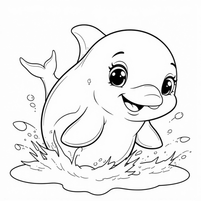 Cute Dolphins Splashing Around The Ocean Coloring Page