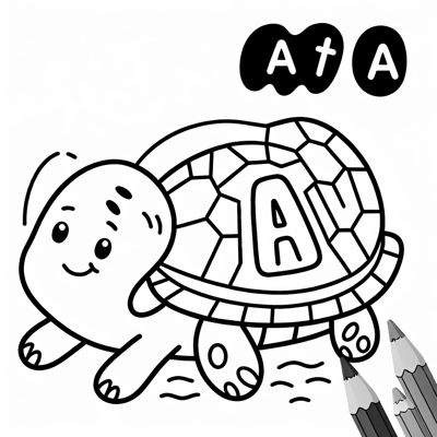 Alphabet Turtle A Coloring Page