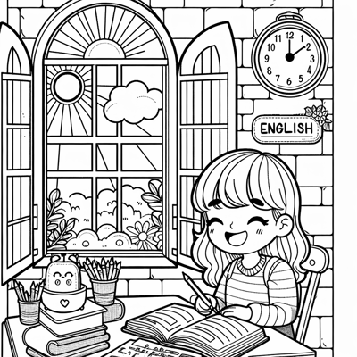 The Weather Is Sunny There Is A Girl Sitting In... Coloring Page