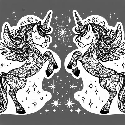 Double Love Unicorn Sparkles Coloring Page