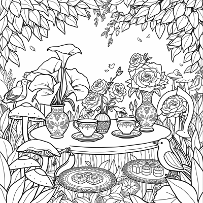 A Whimsical Interpretation Of A Flowerscented Tea... Coloring Page
