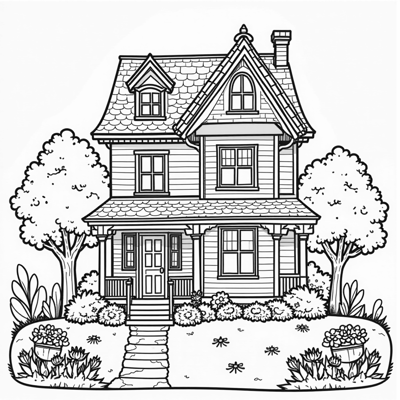 Multi-storey House Coloring Page