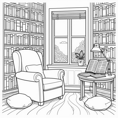 BOLD AND EASY COZY CORNER COLORING PAGES FOR TEENS... Coloring Page