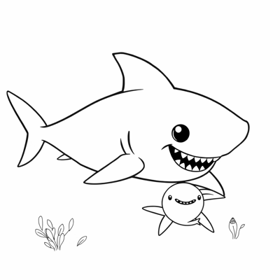 Shark Family Coloring Page