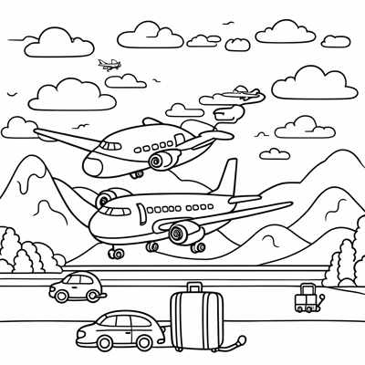 A Quiet Airplane With Eyes And A Smiling Mouth Coloring Page