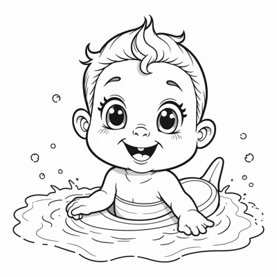 Outdoor Summer Swimming Coloring Page