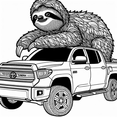 A Normal Size Realistic Sloth Inside Driving A... Coloring Page