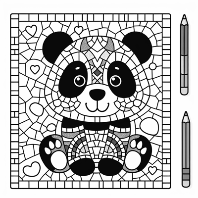 Mosaic Panda Coloring Page