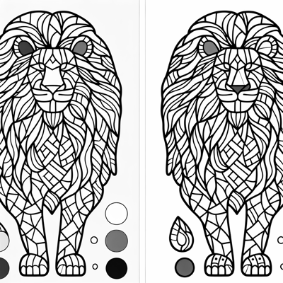 Mosaic Lion Coloring Page