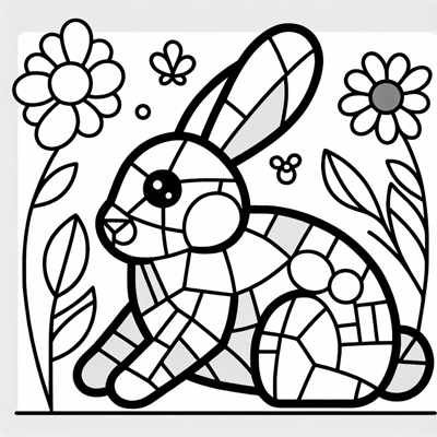 Mosaic Bunny Coloring Page