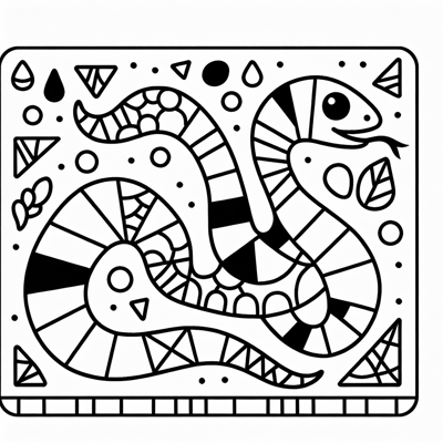 Mosaic Cute Snake Coloring Page