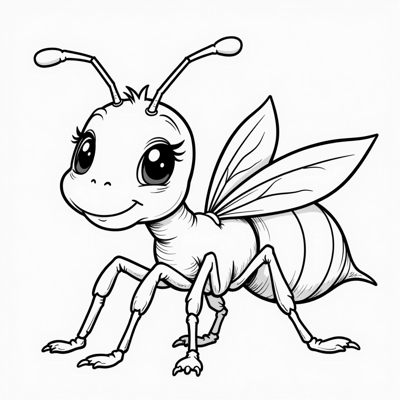 A Cute Ant Coloring Page
