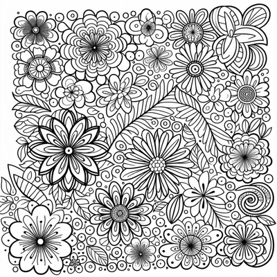 Intricate Flowers Coloring Page