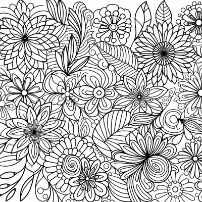 Intricate Flowers Coloring Page