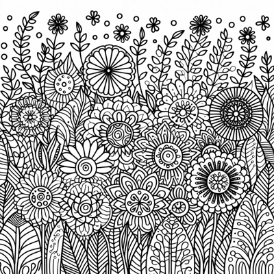 Intricate Flowers Coloring Page