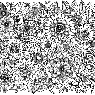 Intricate Flowers Coloring Page