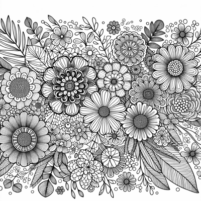 Intricate Flowers Coloring Page