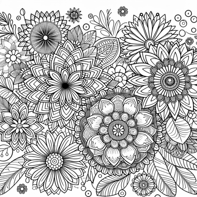 Intricate Flowers Coloring Page