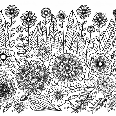 Intricate Flowers Coloring Page