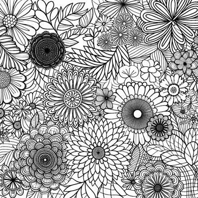 Intricate Flowers Coloring Page