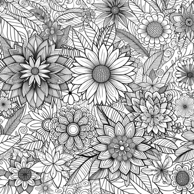 Intricate Flowers Coloring Page