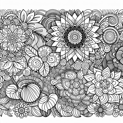 Intricate Flowers Coloring Page