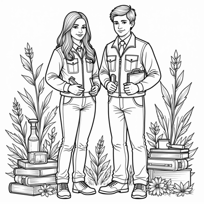 A Female And Male FFA Member In Official Dress... Coloring Page