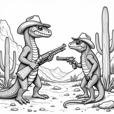A Dramatic Scene In A Dusty Western Desert Setting... Coloring Page
