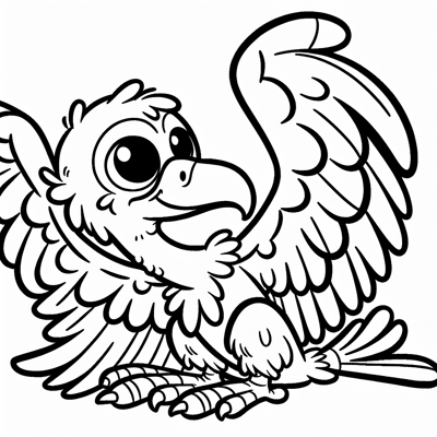 A Playful Vulture Black And White Coloring Page