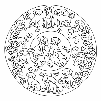 Dog Mandala Coloring Page